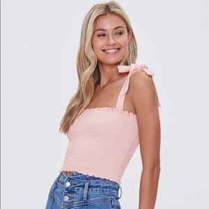 Forever 21 Smocked Self-Tie Top